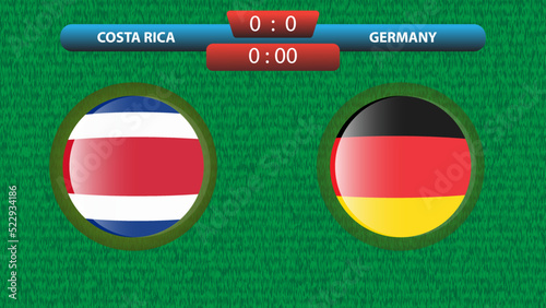 Announcement of the match between the Costa Rica and Germany as part of the soccer international tournament in Qatar 2022. Group A match. Vector illustration. Sport template.