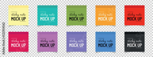 Post Note Sticker Template Set - Colorful Vector Sticky Note Illustrations Isolated On Transparent Background