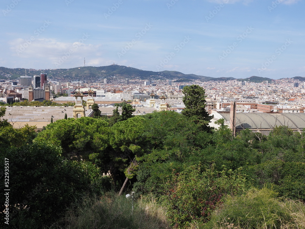 Panoramic cityscape of european Barcelona city in Spain