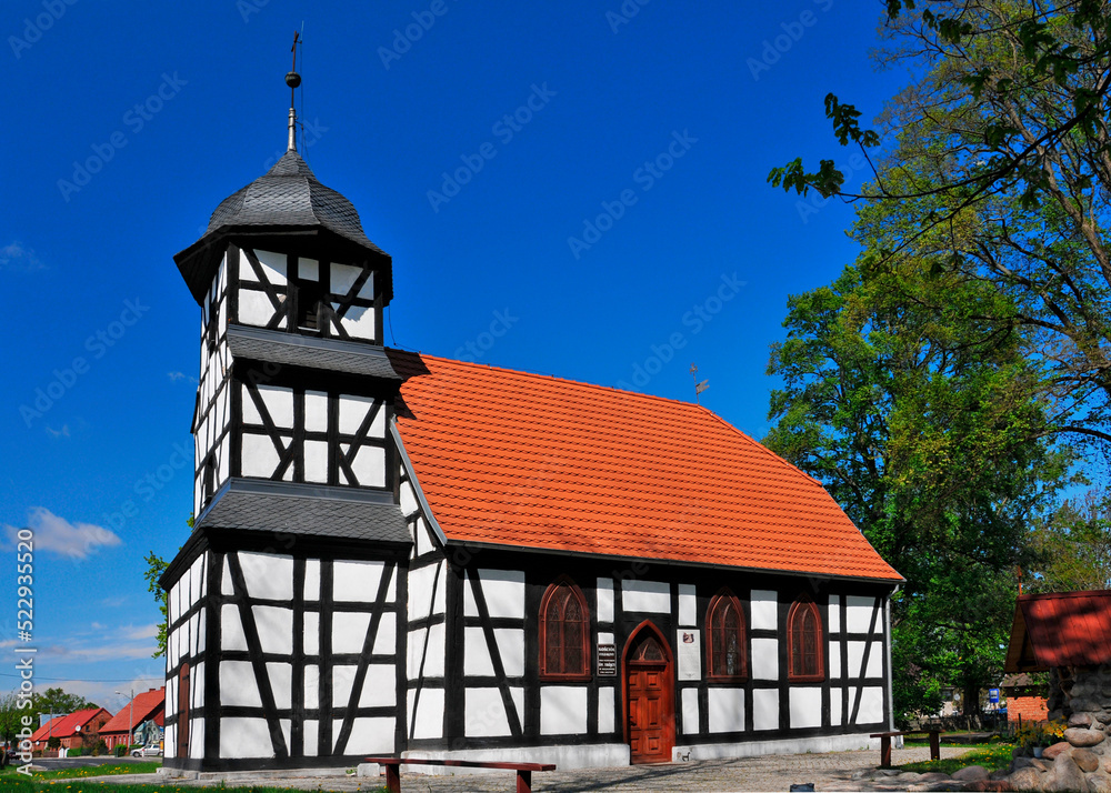 Baroque church, founded in 1782. Miekowo, West Pomeranian Voivodeship, Poland.