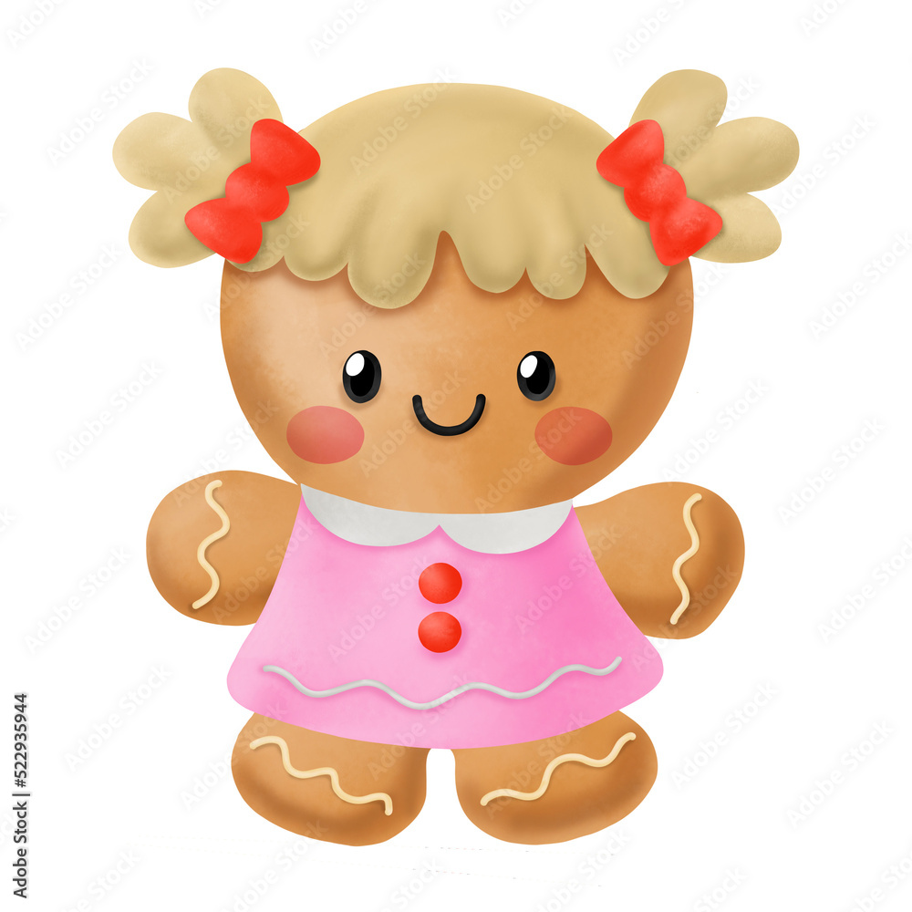 Obraz premium Gingerbread watercolor Clipart, Merry Christmas