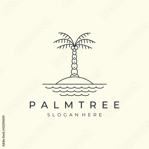 nature palm tree with minimalist linear style logo icon template design. coconut tree, date palm, vector illustration