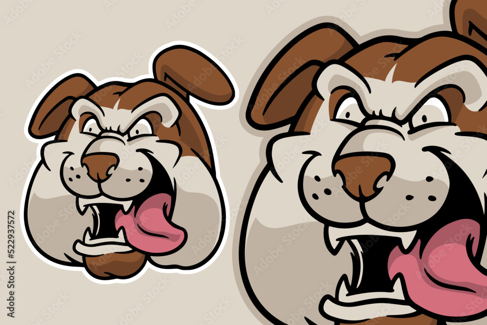 Naklejka premium bulldog head mascot vector illustration cartoon style