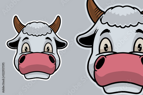 cow head mascot vector illu...