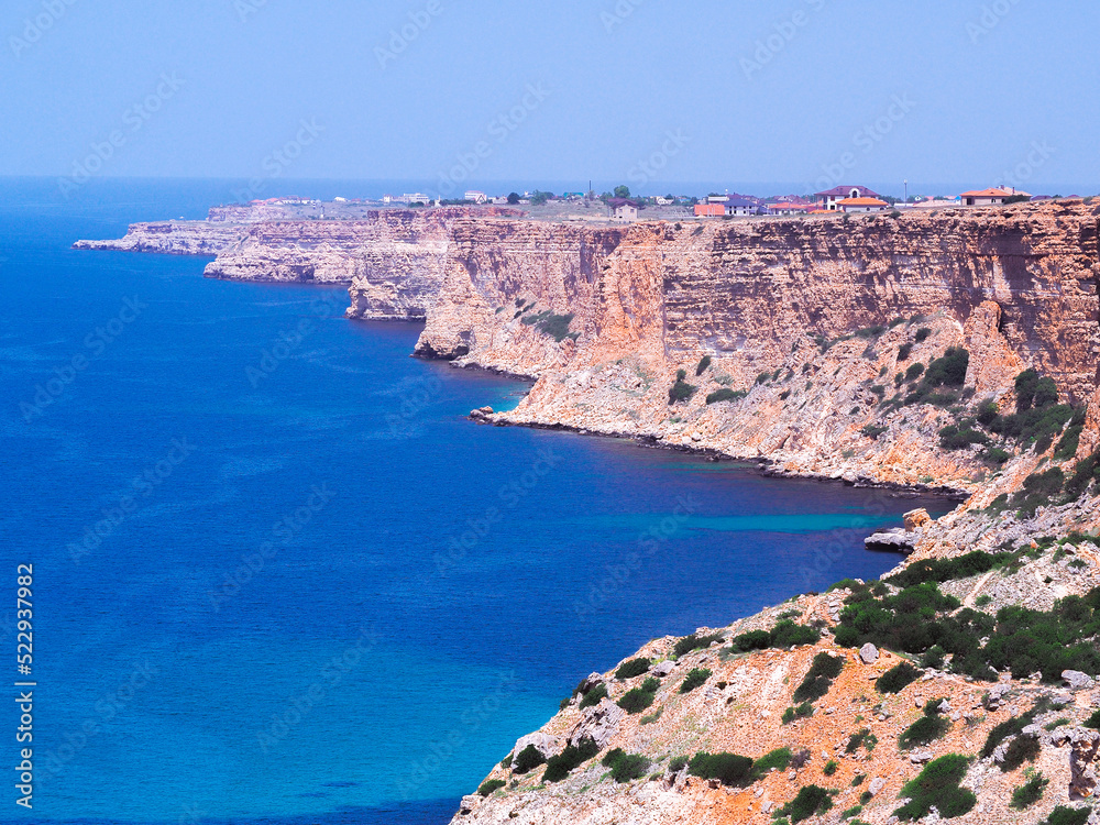 Beautiful landscape seacost with rocks at the sunny day