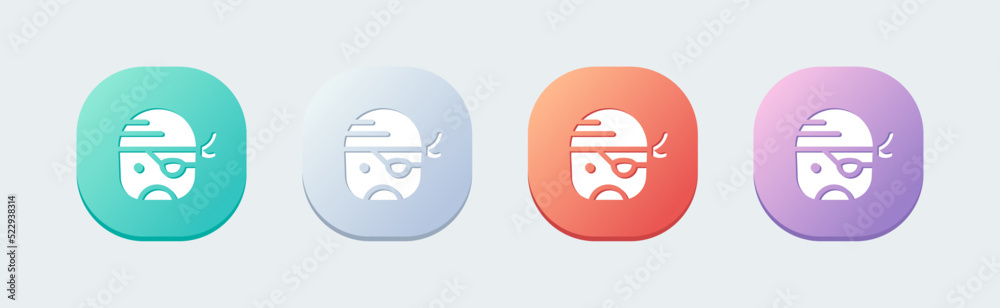 Pirate solid icon in flat design style. Piracy signs vector illustration. Pirate solid icon in flat design style. Piracy signs vector illustration.