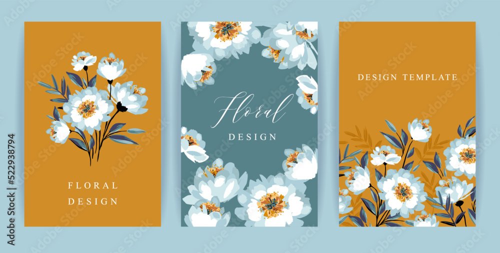 Set of vector floral design. Template for card, poster, flyer, cover, home decor and other.
