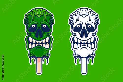 angry green skull ice cream...