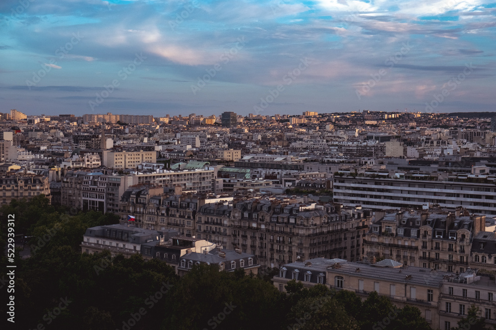 evening view from eiffel tower