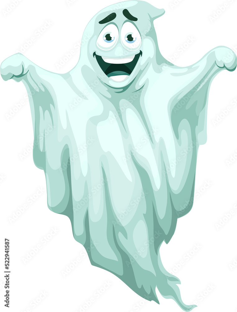 Cartoon spooky Halloween ghost character personage - obrazy, fototapety, plakaty 