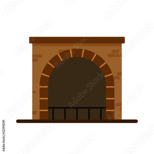 Fireplace vector. Fireplace on white background.