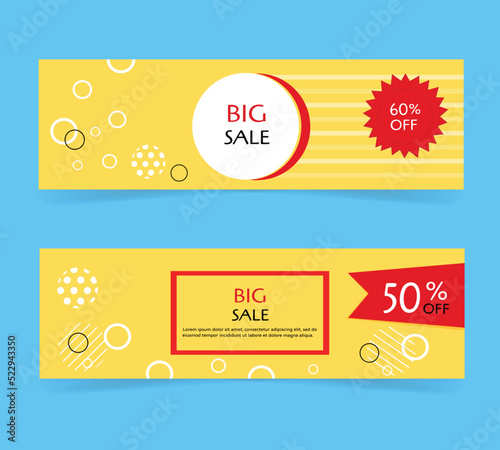 set of big sale banners with abstract geometric elements and text. Vector illustration for web design