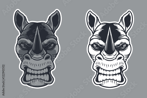 rhino head mascot vector illustration cartoon style