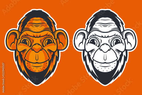 Photography monkey head mascot vector illustration cartoon style