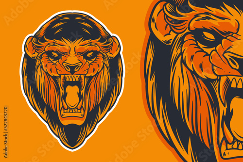 lion head mascot vector ill...