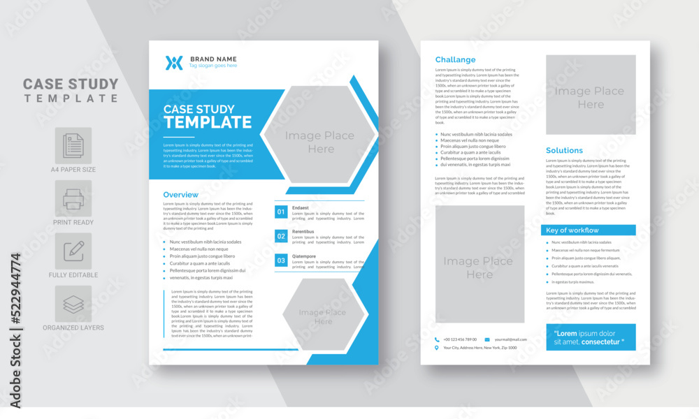 Case Study Template With Blue Edition for business promotion | Business Newsletter | Scalable & Editable Case Study Template With Blue Edition for business promotion | Business Newsletter | Scalable & Editable