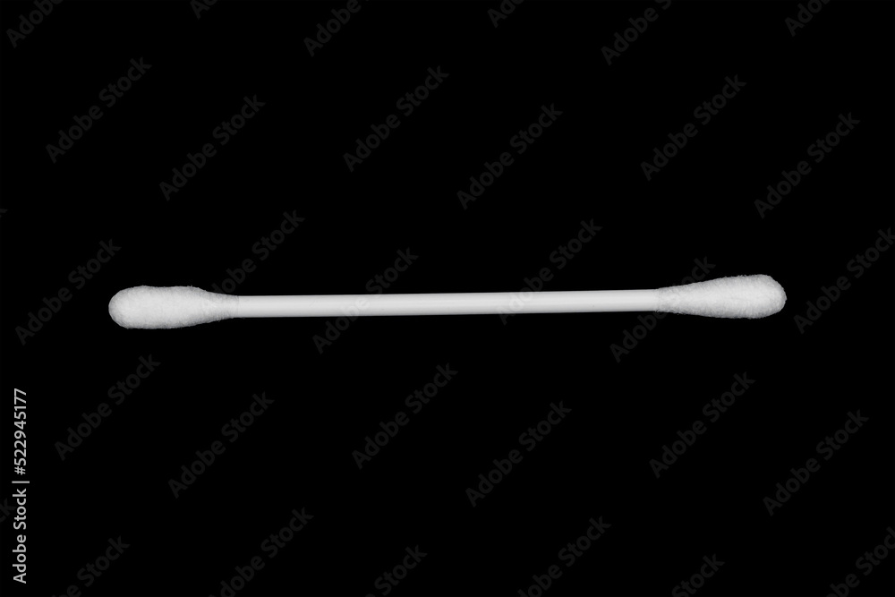 White cotton swabs isolated on black background White cotton swabs isolated on black background