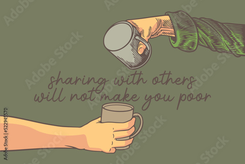 hand holding cup motivation concept vector illustration