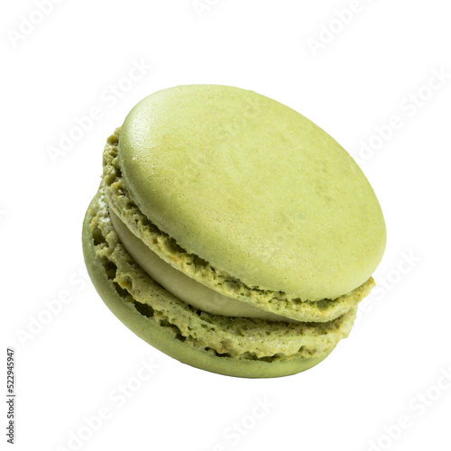 Pistachio flavour macaron isolated with transparent background
