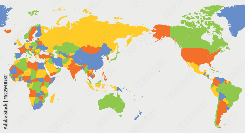 Fototapeta premium World map - Asia, Australia and Pacific Ocean centered