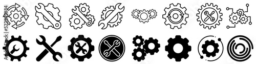 Fix icon vector set. Repair illustration sign collection. installation symbol. Settings logo. Options mark.