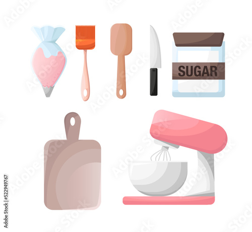 Confectionery.Products for sweets. Illustration of appliances for a confectioner.Kitchenware.