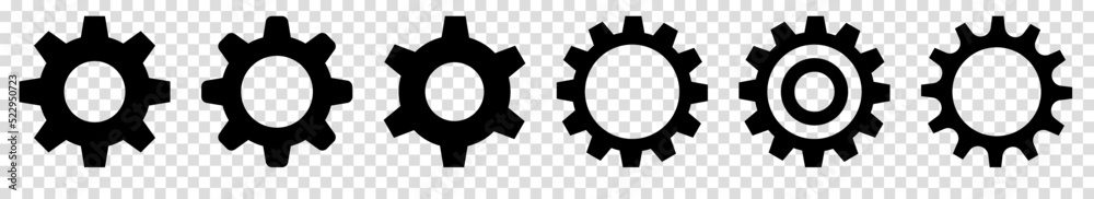 Gear setting icons. Vector illustration isolated on transparent ...