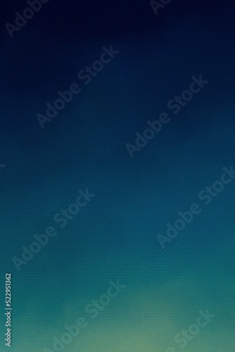 Hand painted color green and blue gradient sky background, Concept, landscape, travel, winter, city, snow, camping, wallpaper, portfolio, advertisement, night