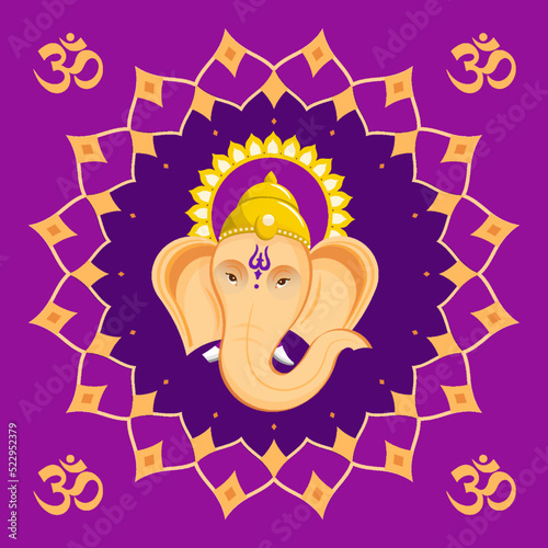 Happy festival of Ganesh Chaturthi with gold lord Ganesha illustration