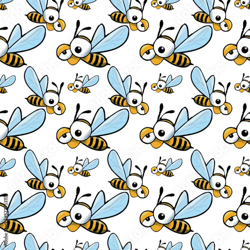 Bee Vector illustration. Seamless patterns. Fun shapes.  © 67Mhz