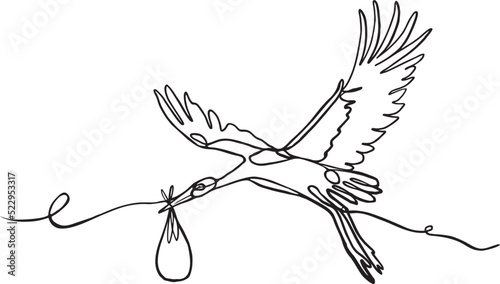 flying bird with a wings and baby sign