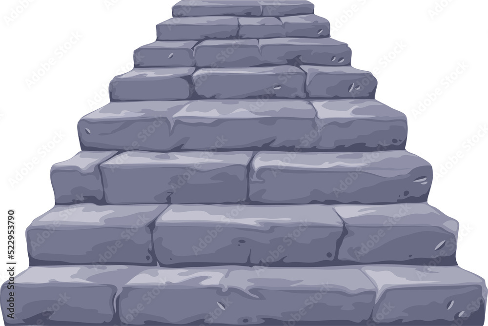 Stone rock stairs isolated staircase cartoon style