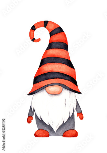 Obraz na plátně Watercolor gnome on a white background
