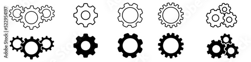 Gear icon vector set. Mechanics icon vector set. Engineering symbol or logo. photo