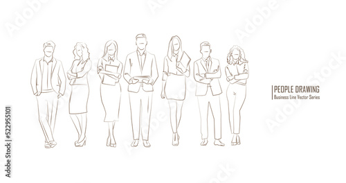 Business multinational People. Vector illustration of various races. business teamwork.
People line drawing vector.