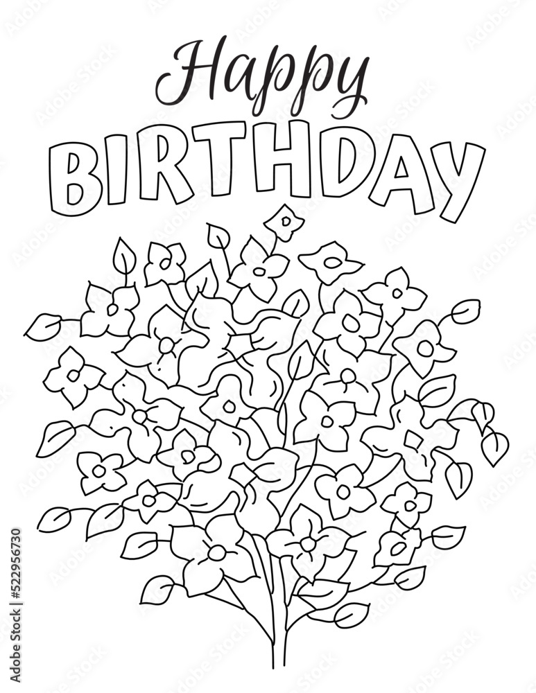 Happy Birthday! Hand drawn coloring pages for kids and adults
