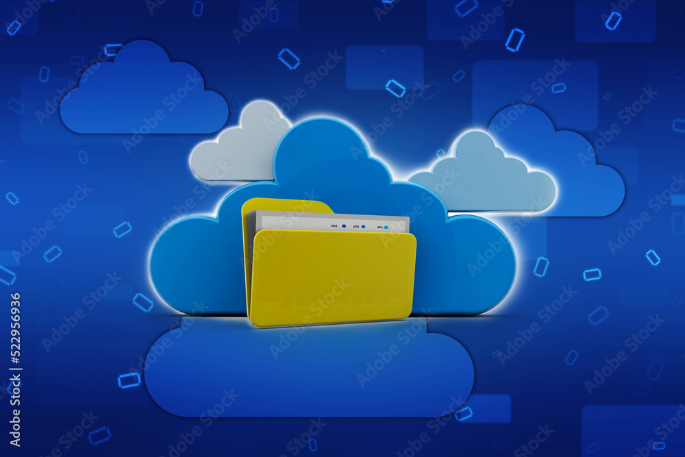 3d rendering Cloud computing concept, Cloud internet technology concept background, Cloud computing and network data Storage concept	