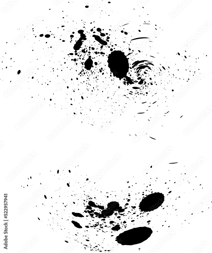 Black Ink drop on white background. Black drop ink splatter. Gloss