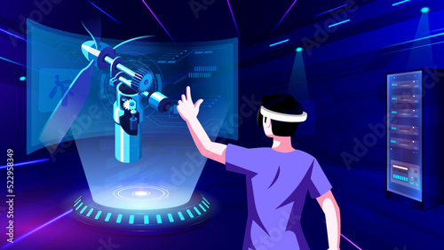 Visualizing and Experiencing 3D model of a Windmill in Mixed Reality-Vector Illustration