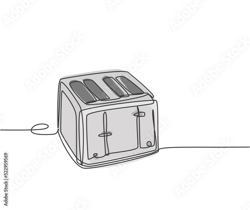 Single continuous line drawing of retro old bread toaster household utensil. Electronic home appliance concept. Modern one line graphic draw design graphic vector illustration