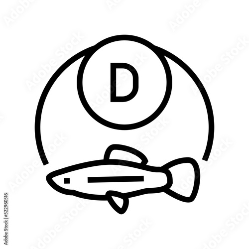 d vitamin fish line icon vector. d vitamin fish sign. isolated contour symbol black illustration