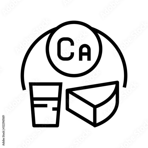 ca vitamin in dairy food line icon vector. ca vitamin in dairy food sign. isolated contour symbol black illustration