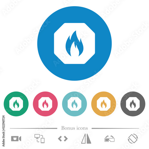 Octagon shaped natural gas sanction sign solid flat round icons