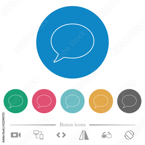 One oval chat bubble outline flat round icons