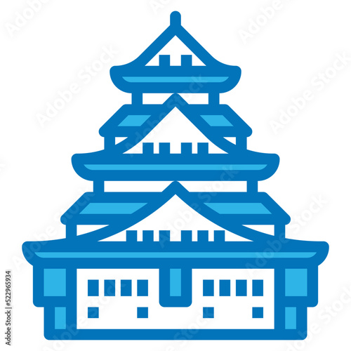 Castle osaka royal palace japan - blue icon