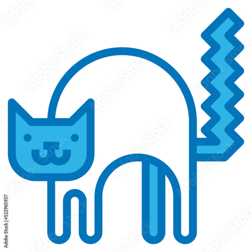 Cat animal fear night halloween - blue icon