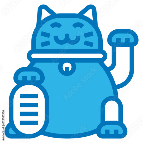 Maneki neko money japan japaneses - blue icon