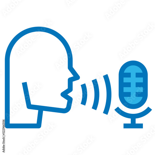 Voice command talk speech multimedia - blue icon