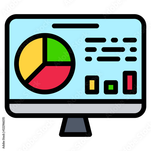 Analytics analysis computer graph statistic - filled outline icon