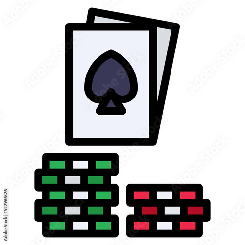 Blackjack poker casino game card - filled outline icon